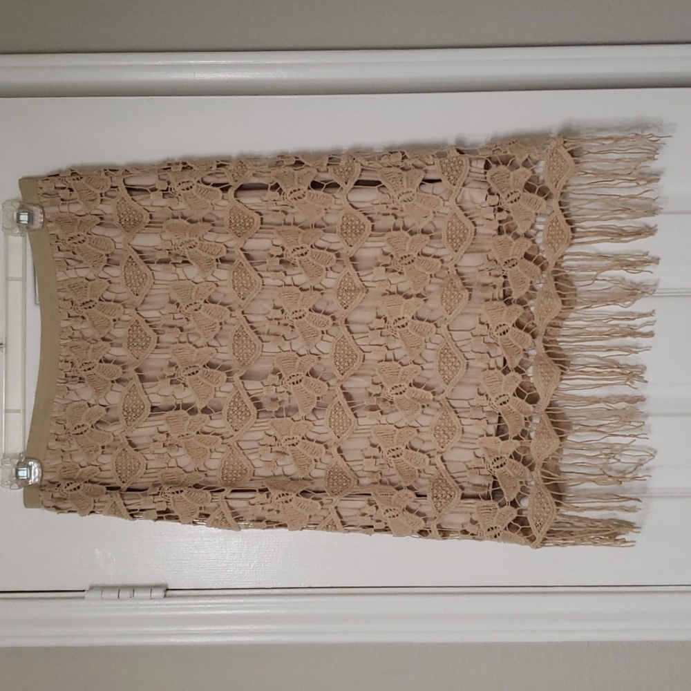 Tan crochet skirt